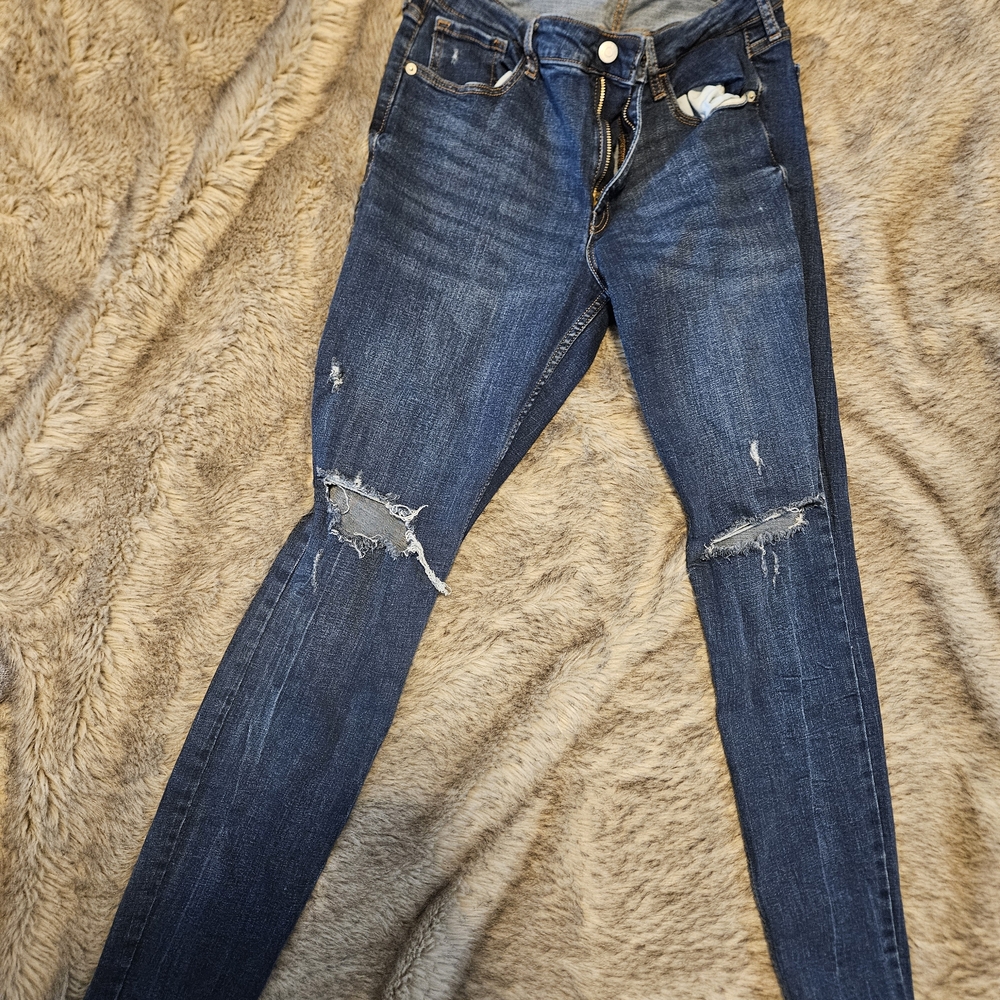 Old Navy Dark Blue Distressed Skinny Jeans